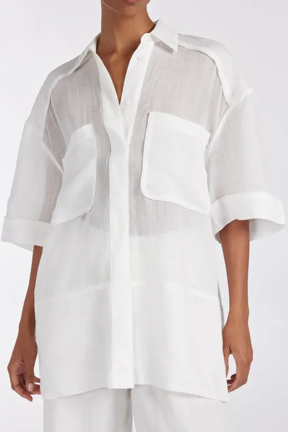 KAI WHITE RAMIE RESORT SHIRT