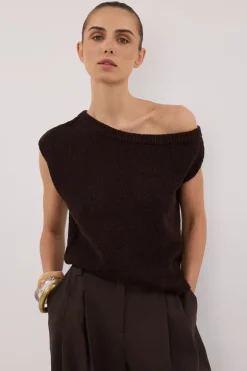 KERRY CHOC ASYM KNIT TOP