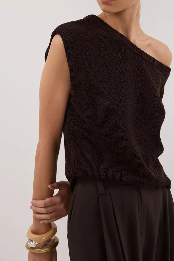KERRY CHOC ASYM KNIT TOP
