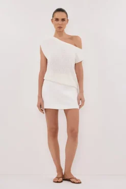 KERRY OFF WHITE ASYM KNIT TOP