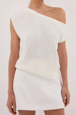 KERRY OFF WHITE ASYM KNIT TOP