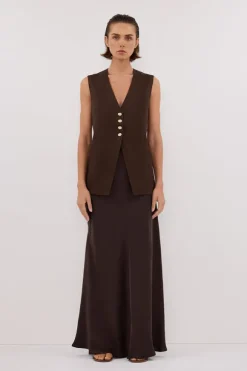 KNOX BITTER CHOC LINEN VEST