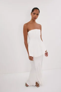 LILLY WHITE PLEATED STRAPLESS TOP
