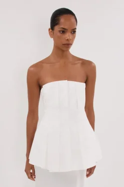 LILLY WHITE PLEATED STRAPLESS TOP