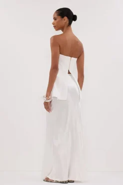 LILLY WHITE PLEATED STRAPLESS TOP