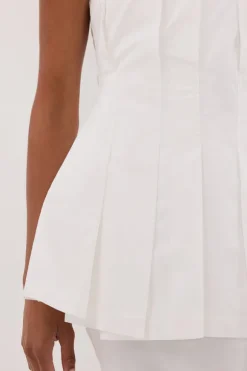 LILLY WHITE PLEATED STRAPLESS TOP