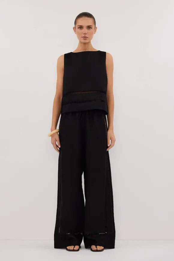 LINDSAY BLACK LINEN BOXY TOP