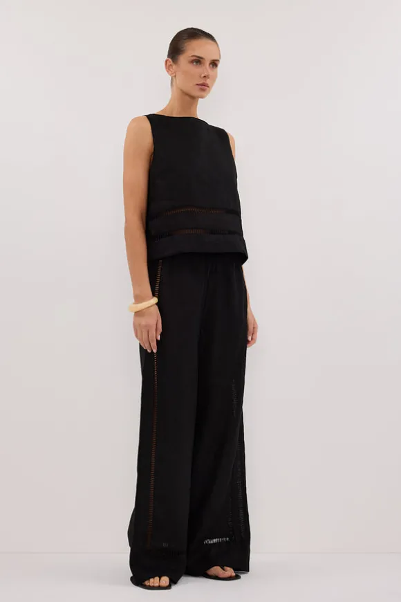 LINDSAY BLACK LINEN BOXY TOP