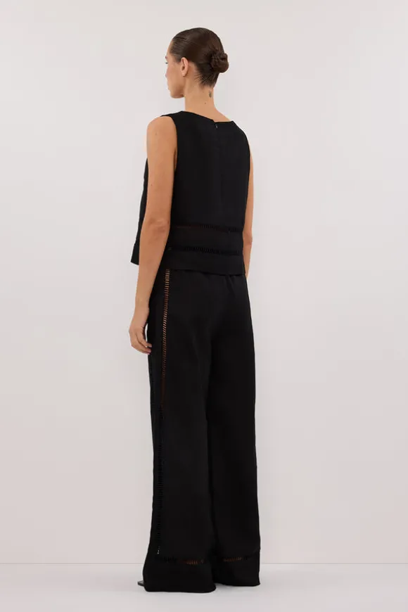 LINDSAY BLACK LINEN BOXY TOP
