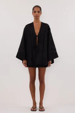 LINDSAY BLACK LINEN KIMONO TOP