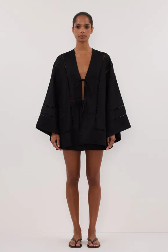 LINDSAY BLACK LINEN KIMONO TOP