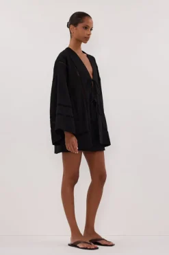 LINDSAY BLACK LINEN KIMONO TOP