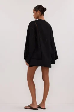 LINDSAY BLACK LINEN KIMONO TOP