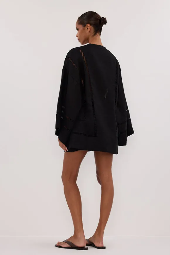 LINDSAY BLACK LINEN KIMONO TOP