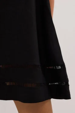 LINDSAY BLACK LINEN MINI DRESS