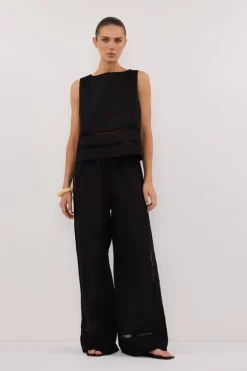 LINDSAY BLACK LINEN PANT