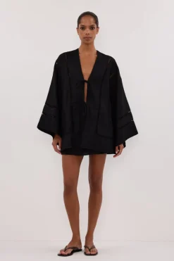 LINDSAY BLACK LINEN SKORT