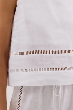 LINDSAY WHITE LINEN BOXY TOP
