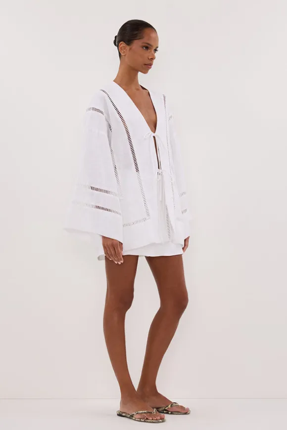 LINDSAY WHITE LINEN KIMONO TOP