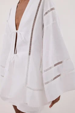 LINDSAY WHITE LINEN KIMONO TOP
