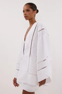 LINDSAY WHITE LINEN KIMONO TOP