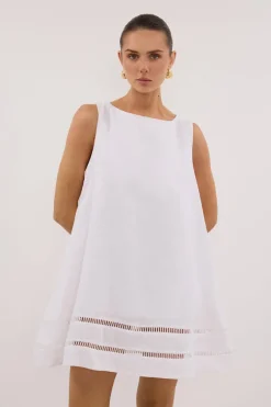 LINDSAY WHITE LINEN MINI DRESS