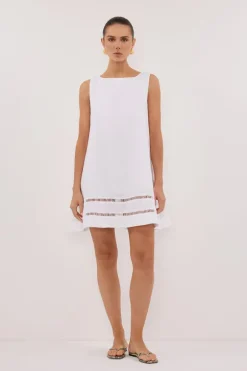 LINDSAY WHITE LINEN MINI DRESS