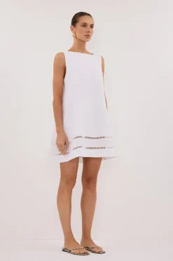 LINDSAY WHITE LINEN MINI DRESS