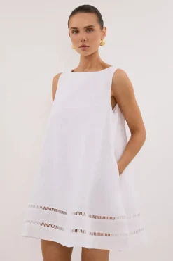 LINDSAY WHITE LINEN MINI DRESS