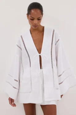 LINDSAY WHITE LINEN SKORT