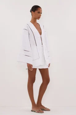 LINDSAY WHITE LINEN SKORT