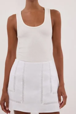 LINDSAY WHITE LINEN SKORT