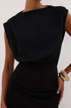 LIORA BLACK SLEEVELESS MAXI DRESS
