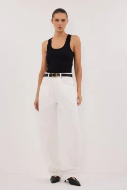 LIV WHITE DENIM BARREL LEG JEAN