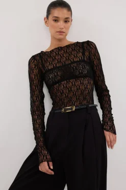 LIZZIE BLACK LACE LONG SLEEVE TOP