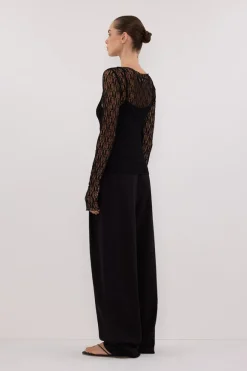 LIZZIE BLACK LACE LONG SLEEVE TOP