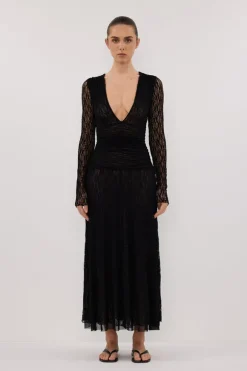 LIZZIE BLACK LACE LONG SLEEVE MAXI DRESS