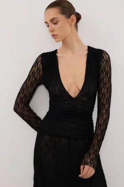 LIZZIE BLACK LACE LONG SLEEVE MAXI DRESS