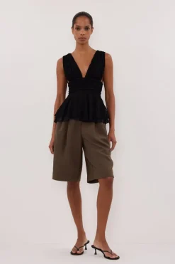 LIZZIE BLACK LACE PEPLUM TOP