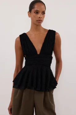 LIZZIE BLACK LACE PEPLUM TOP