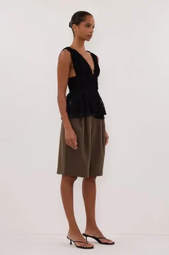 LIZZIE BLACK LACE PEPLUM TOP
