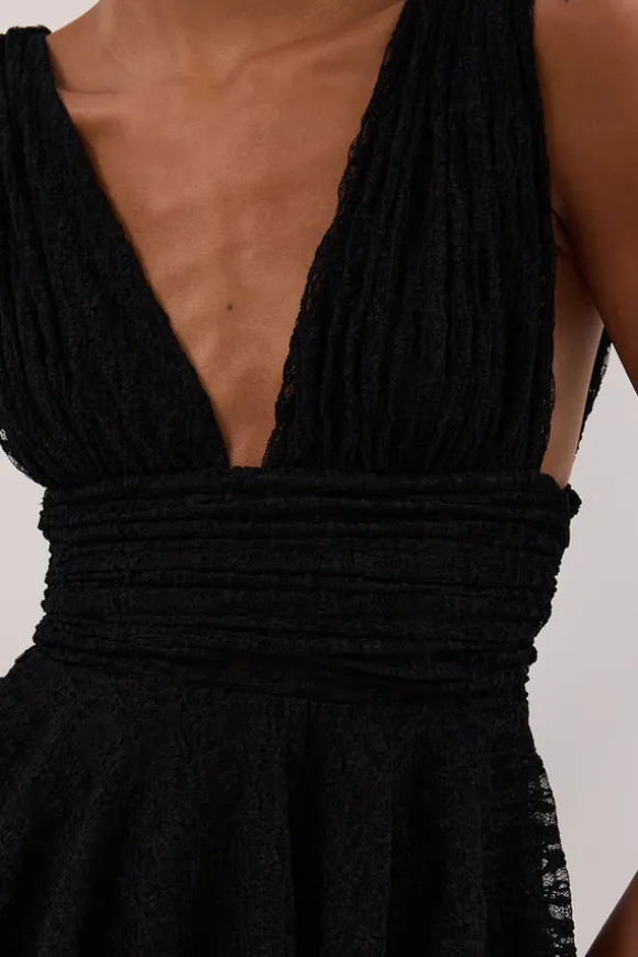 LIZZIE BLACK LACE PEPLUM TOP