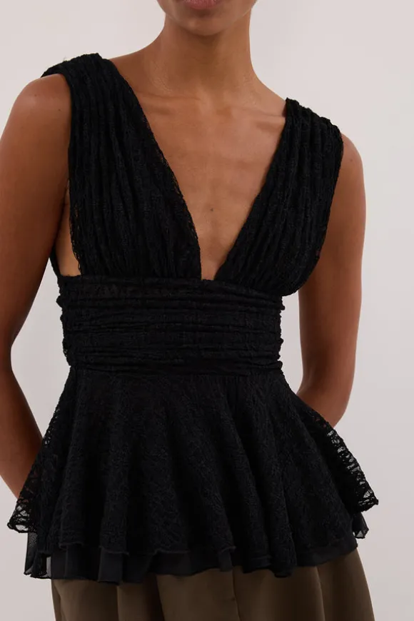LIZZIE BLACK LACE PEPLUM TOP