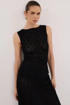 LIZZIE BLACK SLEEVELESS LACE TOP