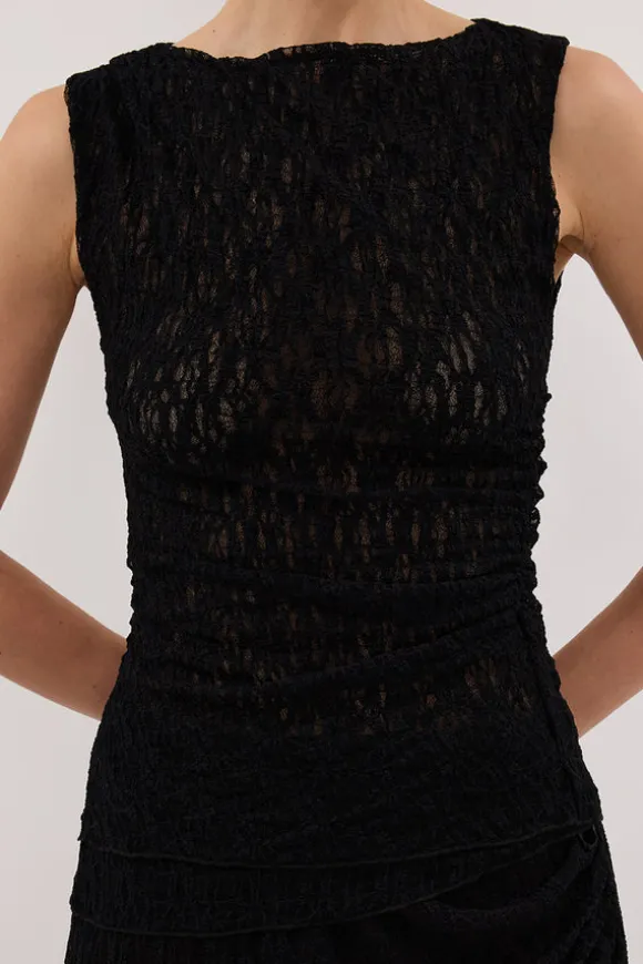LIZZIE BLACK SLEEVELESS LACE TOP