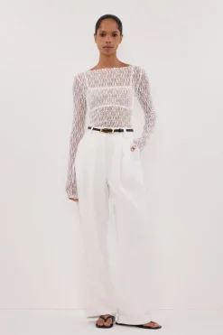 LIZZIE WHITE LACE LONG SLEEVE TOP