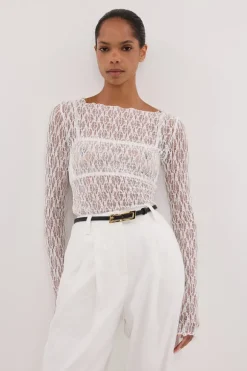 LIZZIE WHITE LACE LONG SLEEVE TOP