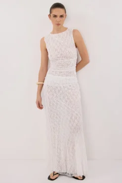 LIZZIE WHITE SLEEVELESS LACE TOP