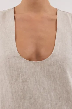 LOTUS NATURAL LINEN MINI DRESS