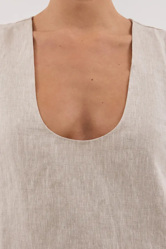 LOTUS NATURAL LINEN MINI DRESS